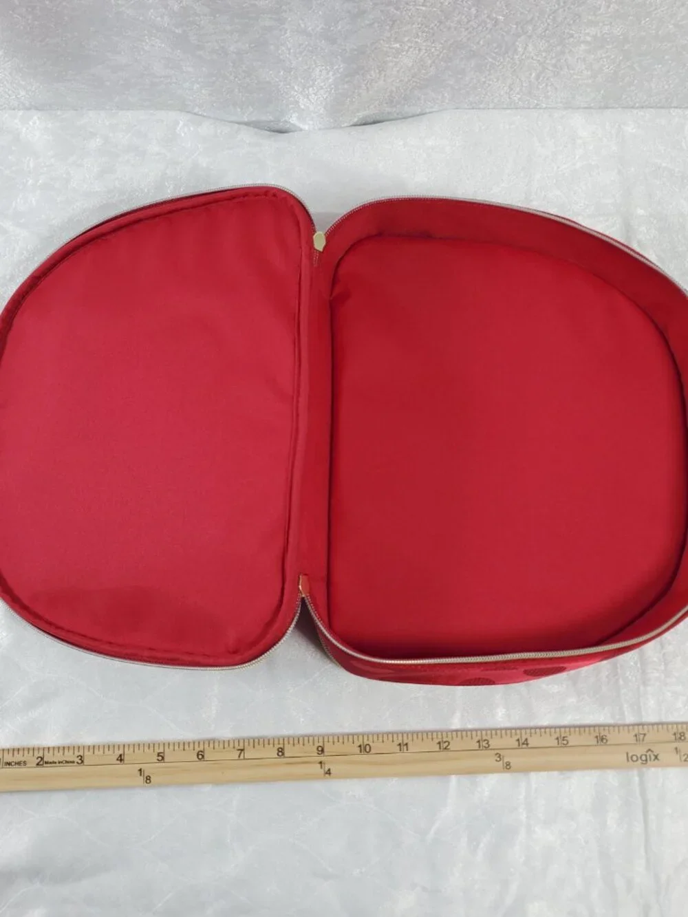 Estee Lauder Red Polka Dot Cosmetic Train Case Makeup Travel Bag 10.5